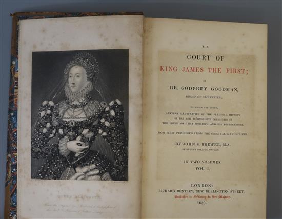 [Scott, Walter Sir] - Secret History of the Court of James the First, 2 vols, 8vo, half calf, with portrait frontis, Edinburgh 1811 and